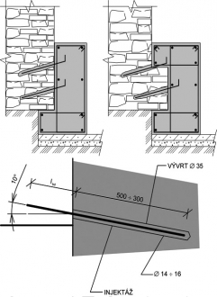 Obr. 13: Směrné detaily provedení zesilujícího pásu s ozubem (nahoře) a mikrohřebu (dole)