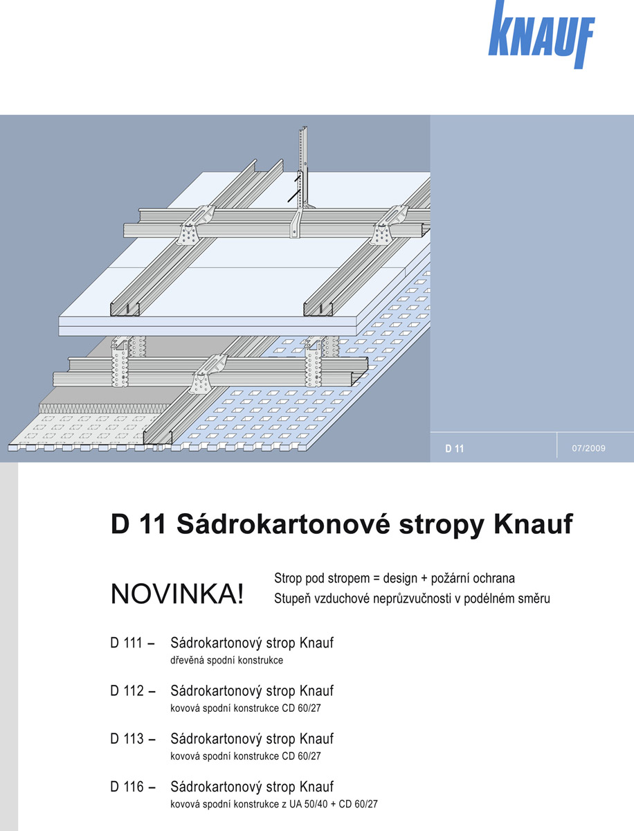 Specializovaná brožura, která řeší provádění sádrokartoných stropů Knauf