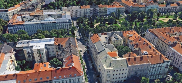 Obr. 1: Jedna z mnoha oblastí s častým výskytem dřevěných trámových stropů v Brně, okolí náměstí 28. října (zdroj mapy.cz)